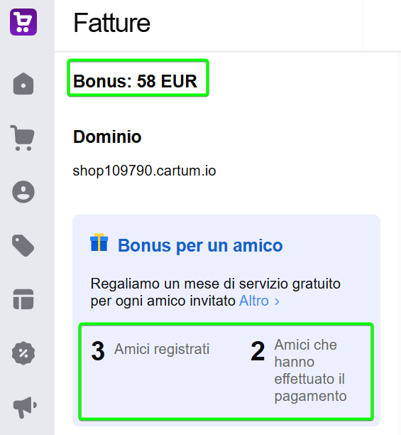 Bonus promozionali Invita un amico su Cartum