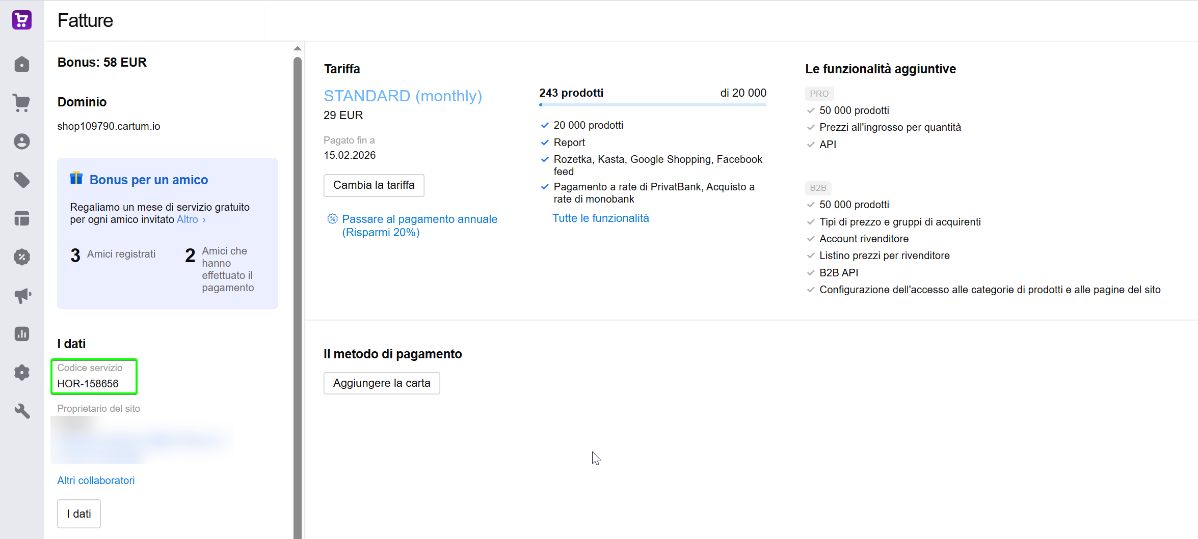 Promozione Invita un amico su Cartum