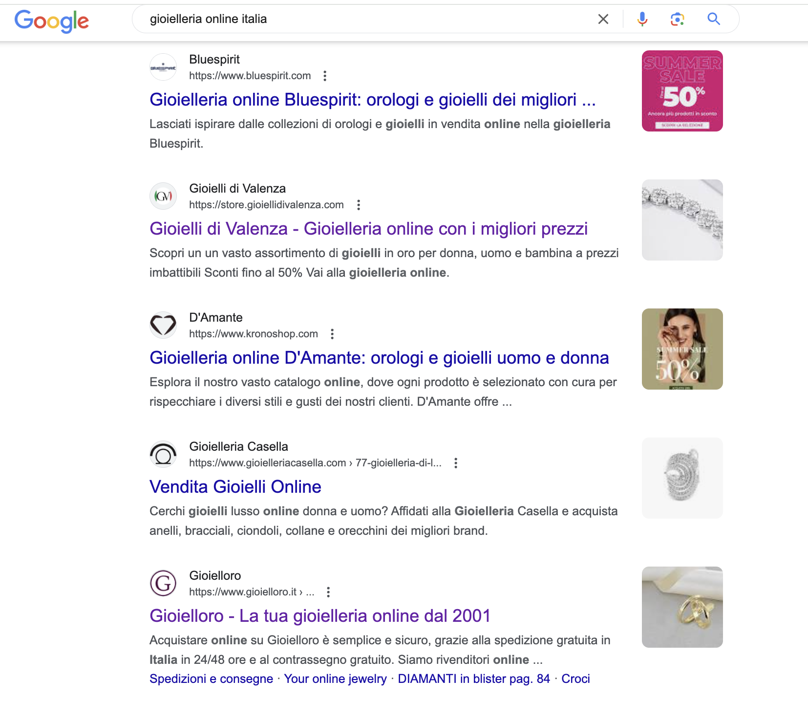 Ricerca di concorrenti su Google