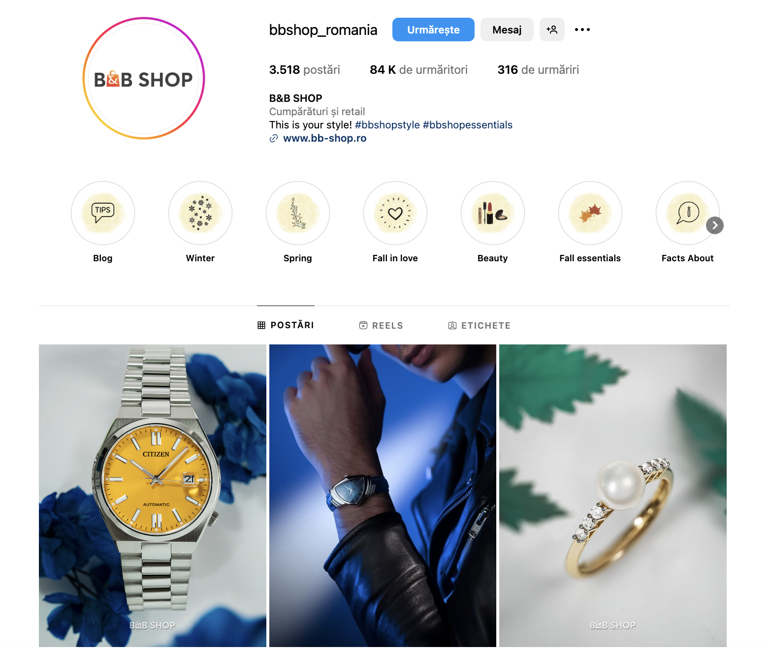 magazin online pe Instagram